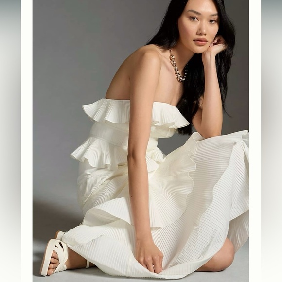 Anthropologie LET ME BE STRAPLESS TIERED RUFFLED DRESS - Picture 5 of 9